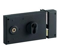 Serrure en applique Bricard monopoint Horizontale à fouillot Ouverture à cylindre ouvrant Droite 55 mm