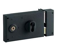 Serrure en applique Bricard monopoint Horizontale à fouillot Ouverture à cylindre ouvrant Droite 55 mm