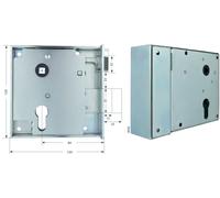 Serrure en applique cylindre 120 mm droite tirant 0308PZW/80 BEVER 88PRE