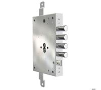 Serrure en applique droite DOM axe 61mm porte d'entrée 3 points coffre acier