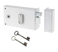 Yale Serrure en applique horizontale à fouillot, 2 clés, droite, pour grille et portail, blanc