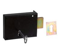 Serrure en applique noire droite Simple - Clé L - Axe à 82 mm - Série 461 - DOM