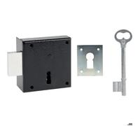 Serrure en applique noire gauche pêne dormant seul - Clé L - Axe à 42 mm - Série 461 - DOM