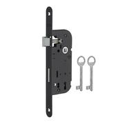 THIRARD - Serrure encastrable à clé pour porte de chambre, axe 40mm, bouts ronds, 1 tour, noir, 2 clés - THIRARD