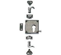 Serrure espagnolette 3 points 5464 nickelée VACHETTE pour 1/2 cylindre profil européen réversible - 12115000