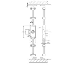 Serrure espagnolette 3 points OJMAR - axe 25mm avec rosace sans cylindre/tringle Uno - C7968.006NI