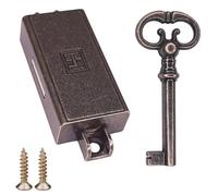 cyclingcolors Serrure espagnolette brun clé remplacement meuble ancien décoration rustique armoire vintage, gauche