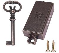 cyclingcolors Serrure espagnolette brun clé remplacement meuble buffet ancien décoration rustique armoire vintage, droite