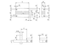 Serrure fer à appliquer Art. 431 Serrure pour bois, Cylindre Intérieur fixe, Cane séparé avec tirette intérieur et rappel avec xtérieur. Dotée de buse, Capsule et trois clés.
