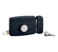 THIRARD - Serrure en Applique à Bouton pour Porte de Garage à Battant - Gauche - 140 x 90 mm - Axe 70 mm - Noir - 3 Clés - Coffre et Gâche Acier Embouti - Cylindre de Sûreté