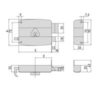 Serrure horizontal tirage CISA cylindre de 40mm sur numéro BC 1534 gauche - CISA - 3005004000