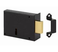 Dom Serrure en applique Série 461 droite simple noire – Clé L – Axe 82 mm
