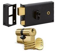 Serrure horizontale a fouillot main gauche acier profil europeen noir 3 cles en applique Metalux Noir