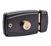Vachette Serrure en applique horizontale à fouillot Gauche, Série PS, pour Porte d'Entrée - 674BQ60/SC G - Sûreté à cylindre 5 goupilles, Axe à 60 mm, Utilisation avec poignée carré 6mm, 3 Clés, Gris