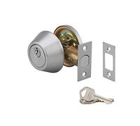 Serrure Horizontale Tubulaire en Applique, à Bouton pour Porte d'entrée, Axe Réglable, Chromé, 3 Clés, Sécurité Renforcée, Installation Facile, Design Élégant, Matériau Acier, THIRARD