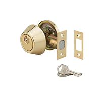 Serrure Horizontale Tubulaire en Applique, à Bouton pour Porte d'entrée, Axe Réglable, Finition Dorée, Inclut 3 Clés, Matériau en Acier, Garantie 5 ans - THIRARD