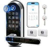 Serrure intelligente à empreinte digitale avec clavier sans clé : serrure de porte numérique avec code passe, poignée de porte électronique, bouton de porte biométrique pour porte d'entrée, porte de