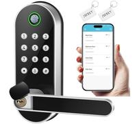 Serrure intelligente à empreinte digitale avec poignée et clavier : serrure électronique numérique biométrique Sifely avec code, bouton de porte électrique pour portes avant, intérieures, extérieures