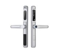 Serrure intelligente à empreintes digitales for portes coulissantes, serrure électronique fine, contrôle par application Tuya, Installation facile serrure connectée(Svart)