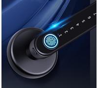 Serrure intelligente à empreintes digitales, serrure de porte électronique numérique, poignée de porte réglable gauche-droite pour porte d'entrée, maison (noir)