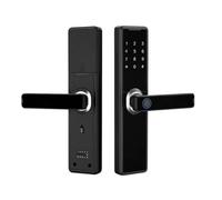 Serrure intelligente avec poignée, serrure électronique à empreintes digitales for porte d'entrée, contrôle via application Tuya, for maison, bureau, chambre à coucher serrure connectée(Svart)