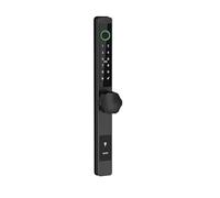 Serrure intelligente Porte en alliage d’aluminium ultra-mince Serrure numérique intelligente à empreintes digitales étanche avec clé Poignée ronde TTLock APP (Couleur : Kit12)