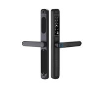 Serrure Intelligente, Serrure de porte intelligente électronique numérique étanche à empreintes digitales, Code de carte RFID, serrure sans clé for porte coulissante en aluminium(Zwart,3585-A)