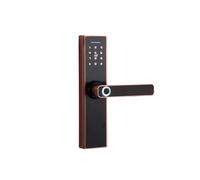 Serrure Intelligente, Serrure Intelligente avec Télécommande APP, Porte Électronique, Carte Biométrique À Empreintes Digitales, Mot De Passe, Clé Avant,pour la Maison(Red Bronze)