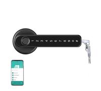 Serrure Intelligente, TTlock Tuya Maison Intelligente Empreinte Digitale Serrure de Porte électronique Mot Passe APP clé mécanique sécurité poignée biométrique(Black Tuya)
