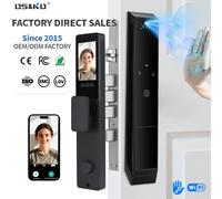 Serrure intelligente Wi-Fi avec reconnaissance faciale 3D, judas numérique, application Ttlock, lecteur d’empreintes digitales, expédiée depuis le Chili, garantie d’un an, 2 batteries lithium BLANC