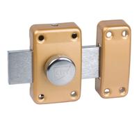 Serrure - ISEO - Verrou à bouton bronze s'entrouvrant n° KCF5501 - Cylindre 45 mm - Pêne 110 mm - City 25