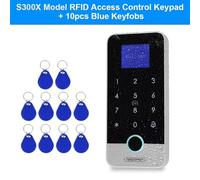 Serrure magnétique électrique Contrôleur d'accès par empreinte digitale, application Bluetooth Tuya étanche, clavier tactile RFID autonome, système d'ouverture de porte 13.56MHz(S300X VS Blue Keys)