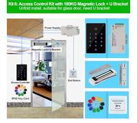 Serrure Magnétique, Kit de système de contrôle d'accès aux portes, contrôleur d'accès au clavier RFID étanche, serrures à gâche magnétique électrique for la maison, 180KG(Kit6 (180KG U))