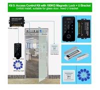 Serrure Magnétique, Kits de système de contrôle d'accès extérieur Wifi Bluetooth, clavier à empreintes digitales RFID étanche, serrure à gâche magnétique électrique for porte(Kit5 (180KG U Lock))