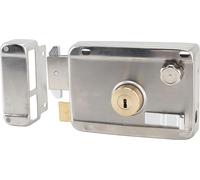Serrure mécanique extérieure antivol avec poignée Prévention de la rouille Serrure de portail extérieur en acier inoxydable pour porte en bois Argenté