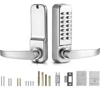 Serrure mécanique sans clé de haute qualité - 14 boutons - Argent avec poignée - Idéal pour la sécurité à domicile et au bureau