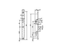 Serrure monopoint à larder cylindre européen profil étroit à mentonnet série 29 largeur 25 mm METALUX F129250000