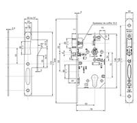 Serrure monopoint à larder D459 urgence axe 50mm T20 bout rond finition inox - VACHETTE - 14510000