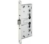 THIRARD - Boîtier de Serrure Encastrable à Cylindre pour Porte de Chaufferie - Axe 65 mm - Industrie - Bouts Ronds - Zingué - Têtière Acier - Réversible - Gris