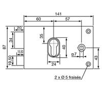 Serrure monopoint en applique coffre horizontale à fouillot profil européen marron gauche - - 7416G
