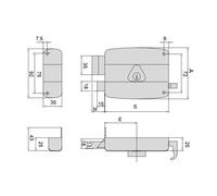 Serrure horizontale NORMBAU - Tirage - Cylindre Ø45 - Axe 70mm - Gauche - 1.50121.73.2 - 3005004000 Noir G