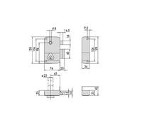 Serrure monopoint en applique vertical fouillot gauche cylindre de 40mm sur numéro BC1534 - - 3005042000BC1534