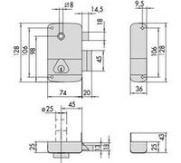 Serrure monopoint en applique vertical fouillot gauche cylindre de 40mm sur numéro BC1534 - CISA - 3005042000BC1534 Noir