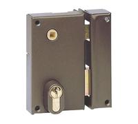 Serrure monopoint en applique verticale à fouillot en acier verni marron, ouverture à gauche