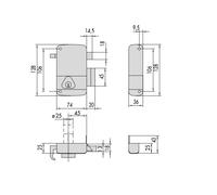 Serrure monopoint vertical tirage gauche cylindre de 40 mm s'entrouvrant BC1534 CISA 3005032000BC1534