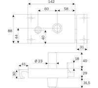 Serrure monopoint ZENITH 541 horizontal tirage cylindre de 40mm gauche - - 25020405.5