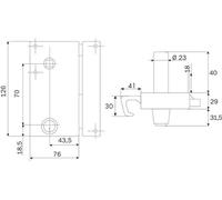 Serrure monopoint ZENITH 571 vertical tirage cylindre de 45mm gauche - ISEO - 25080455.5 Noir G
