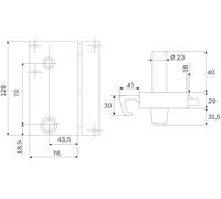 Serrure ZENITH 571 vertical tirage Cylindre de 45 gauche - ISEO - 25080455.5