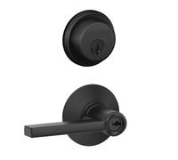 Serrure p ne dormant cylindre simple et cl Schlage FB50 NG LAT 622 Latitude Lever, noir mat