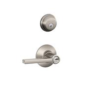Serrure p ne dormant cylindre simple et cl Schlage FB50N V LAT 619, levier Latitude, nickel satin